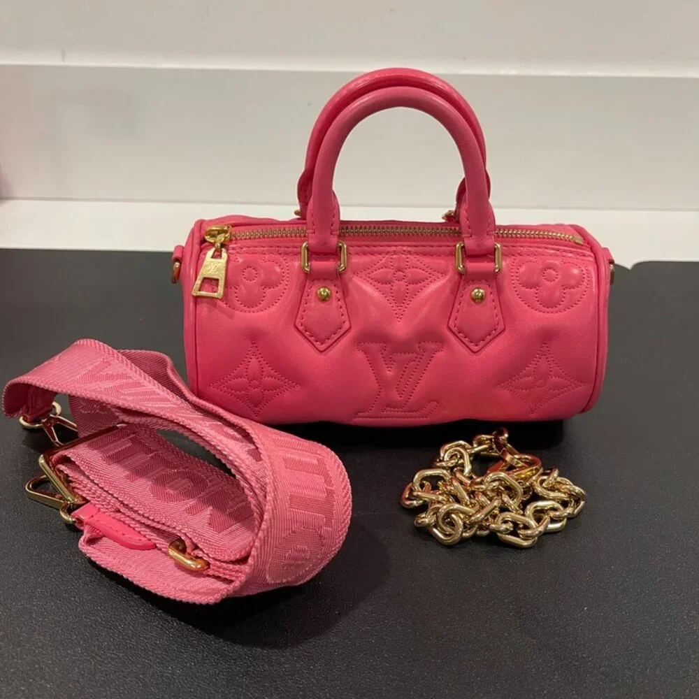 Louis Vuitton Papillon BB Pink Calfskin Hand/Shoulder Bag (JB1423)